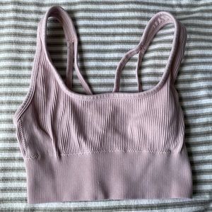Aerie Offline Pink Ribbed Sports Bra/Bra Top